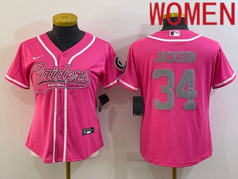 Women Oakland Raiders #34 Jackson Pink 2022 Nike Co branded NFL Jerseys->women nfl jersey->Women Jersey